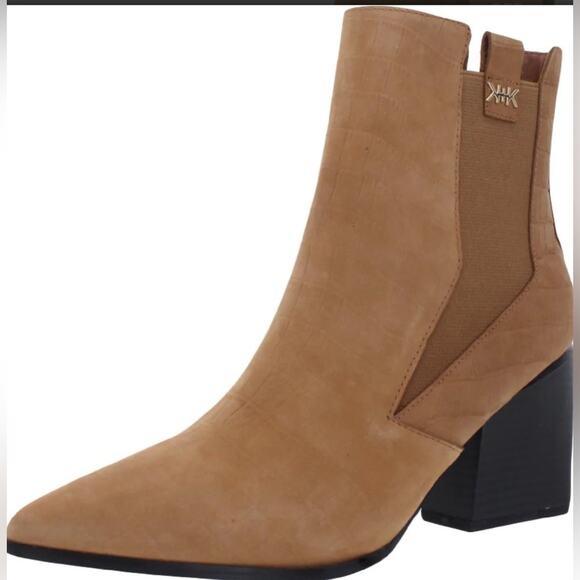 Kendall & Kylie Camel Colored Faux Leather Pointed Toe Chelsea Boots Size 8.5 - Picture 1 of 12